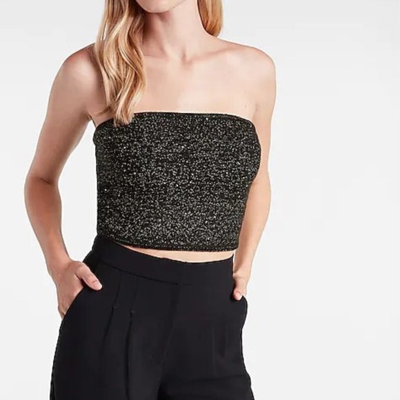 Express Women's Strapless Metallic Tube Top Sweater - Picture 1 of 6